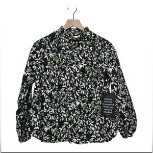 Tuckernuck Avalon Blouse XXS NWT Black Verdant Iris Floral Cotton Long sleeve